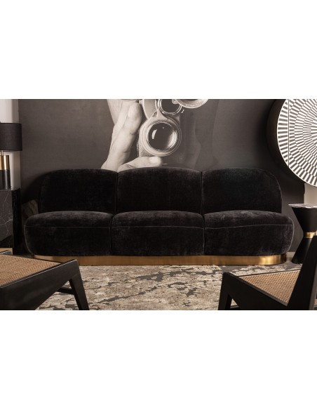Sofá balsot de Terciopelo Negro y Acero Dorado – VICAL Home