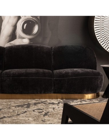 Sofá balsot de Terciopelo Negro y Acero Dorado...