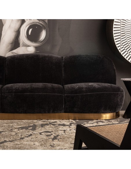 Sofá balsot de Terciopelo Negro y Acero Dorado – VICAL Home