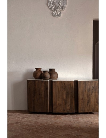 Set de Jarrones Vleok de Vical Home – Jarrones decorativos de madera de mango reciclada 23–28 cm