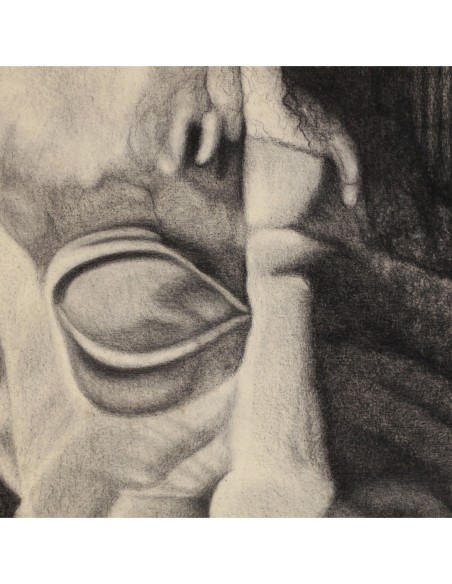 Cuadro juan en lienzo artesanal con marco de madera negra - Estilo provenzal