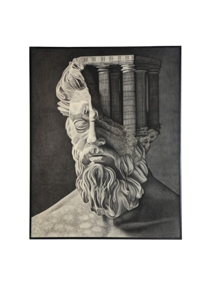 Cuadro juan en lienzo artesanal con marco de madera negra - Estilo provenzal