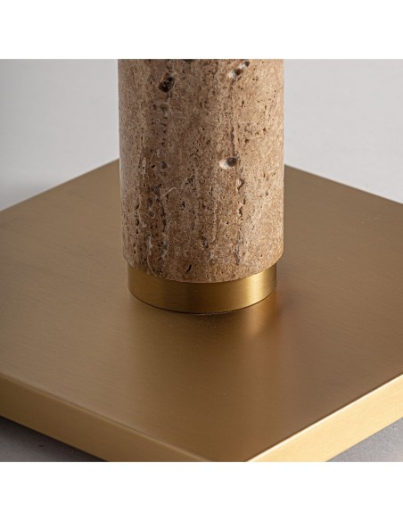 Lámpara de pie Alina de VICAL HOME – lámpara art déco de mármol, acero oro y bouclé blanco 166 cm