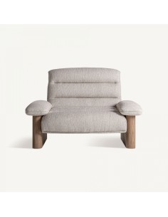 Sillón jacquard Contemporáneo en Roble y Poliéster Beige... 2