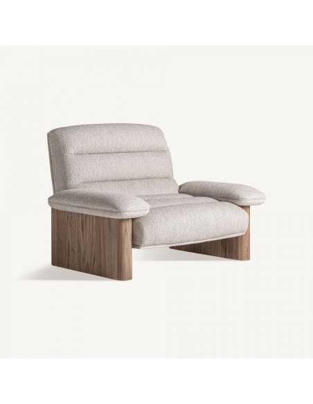 Sillón jacquard Contemporáneo en Roble y Poliéster Beige – VICAL HOME
