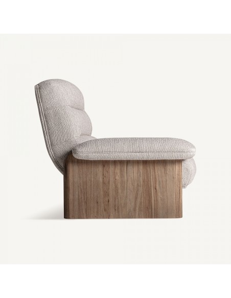Sillón jacquard Contemporáneo en Roble y Poliéster Beige – VICAL HOME