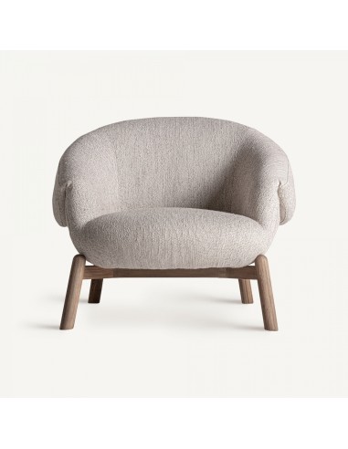 Sillón jacquard de Roble y Poliéster Beige –...