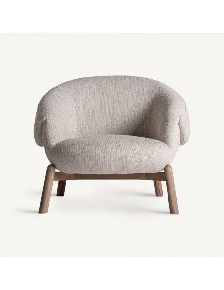 Sillón jacquard de Roble y Poliéster Beige – Estilo Contemporáneo | VICAL HOME