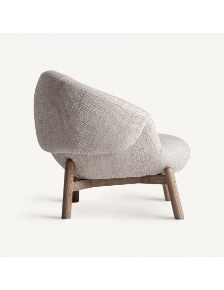Sillón jacquard de Roble y Poliéster Beige – Estilo Contemporáneo | VICAL HOME