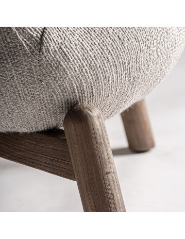 Sillón jacquard de Roble y Poliéster Beige –...