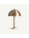 Lámpara de sobremesa art déco de travertino marfil con estructura de hierro dorado desmontable – VICAL