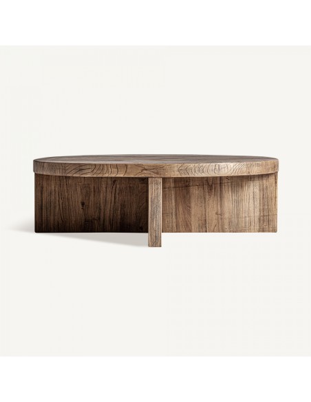 Mesa de centro de estilo clásico en madera de olmo color marrón – VICAL