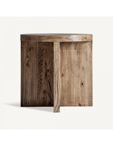 Mesa auxiliar contemporánea de madera de olmo en color marrón – VICAL