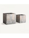 Set de 2 maceteros decorativos de terracota en tonos neutros, con diseño contemporáneo de Vical Home.