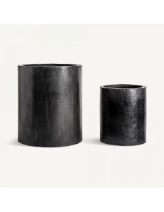 Macetero j 2 Maceteros Negros en Fibra de Vidrio – Estilo...