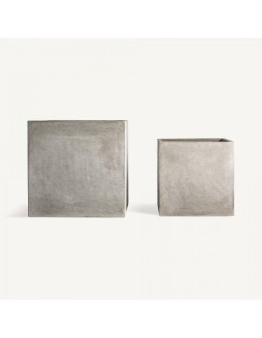 Macetero j 2 Maceteros de Terracota en Color Gris – Estilo Contemporáneo | Vical Home