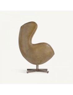 Sillón Elkins de VICAL: diseño tipo Egg en piel marrón, ideal para realzar la decoración moderna de tu hogar." 2