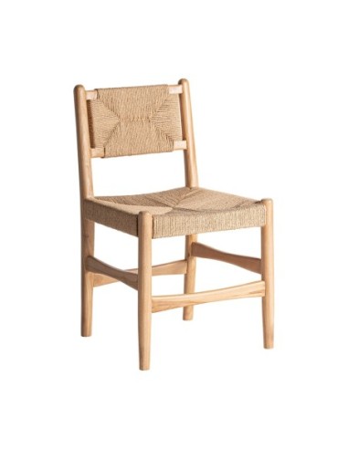 Silla Agia de VICAL HOME – Madera de Teka y Asiento de Cáñamo en Color Marrón