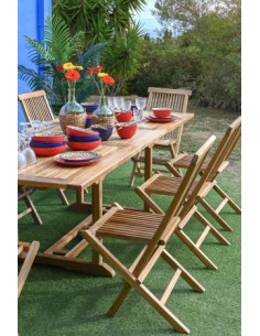 Set de Comedor para 9 Personas en Madera de Teca...