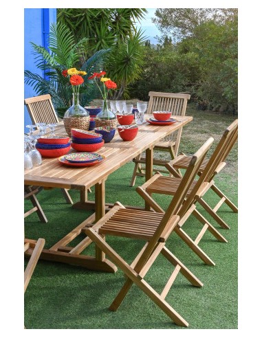 Set de Comedor para 9 Personas en Madera de Teca 180x100x75 cm – Item International