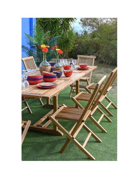 Set de Comedor para 9 Personas en Madera de Teca 180x100x75 cm – Item International