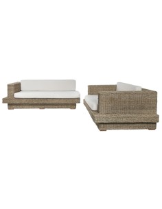 Sofá Set 3 Cuerpos de Fibra y Madera de Teca 192x105x63... 2