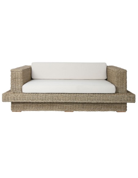 Sofá Set 3 Cuerpos de Fibra y Madera de Teca 192x105x63 cm con Cojines – Item International