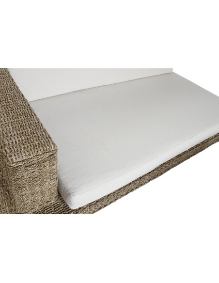 Sofá Set 3 Cuerpos de Fibra y Madera de Teca 192x105x63 cm con Cojines – Item International