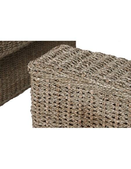 Sofá Set 3 Cuerpos de Fibra y Madera de Teca 192x105x63 cm con Cojines – Item International