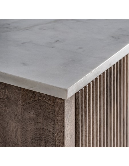 Mueble tv Zerf en Madera de Mango y Mármol Blanco – Vical Home