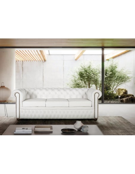 Sofá Chester 3 Plazas en Piel Blanca – Giner y Colomer