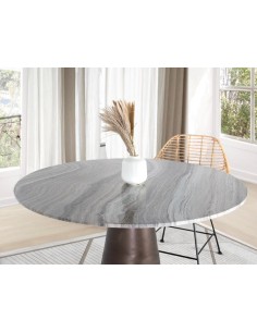Mesa redonda de mármol y aluminio de Giner y Colomer