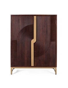 Mueble bar de madera de mango y metal color cerezo Giner y Colomer