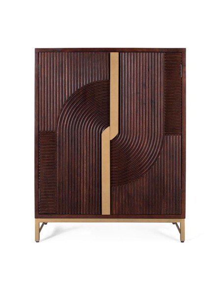 Mueble bar de madera de mango y metal color cerezo Giner y Colomer