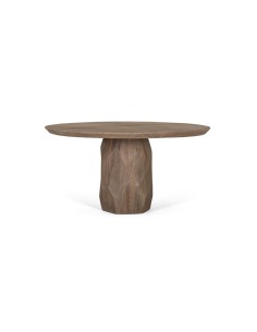Mesa redonda de comedor en madera maciza de mango natural de Giner y Colomer, diseño artesanal disponible en Luba Hogar 2