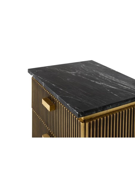 Mesita de Noche con Mármol y Madera de Mango – Giner y Colomer