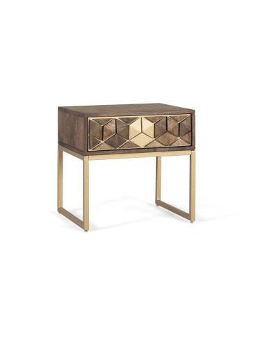 Mesita de Noche de Madera de Mango y Metal...