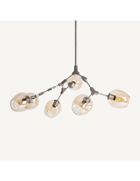 Lámpara de Techo en Acero Champagne y Cristal Ámbar – Vical Home