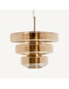 Lámpara colgante de cristal ámbar y hierro dorado de Vical Home – Elegancia luminosa disponible en Luba Hogar.