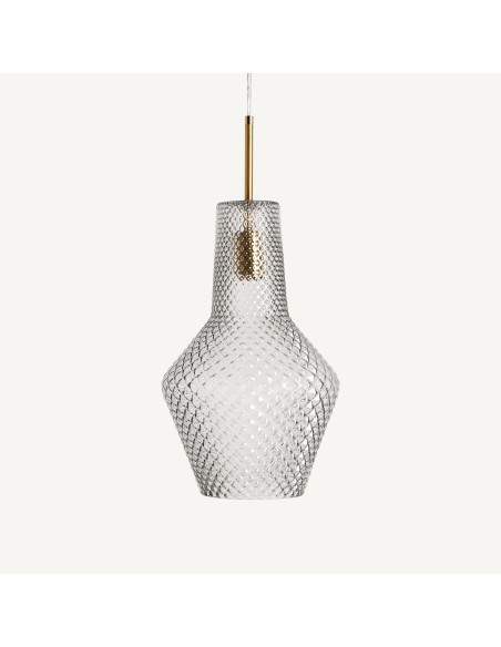 Lámpara colgante en cristal gris y hierro de Vical Home – Iluminación decorativa y elegante disponible en Luba Hogar.
