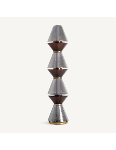 Lámpara de Pie Narel de Vical Home en Cristal Gris y Hierro Dorado – Estilo Vintage con Elegancia