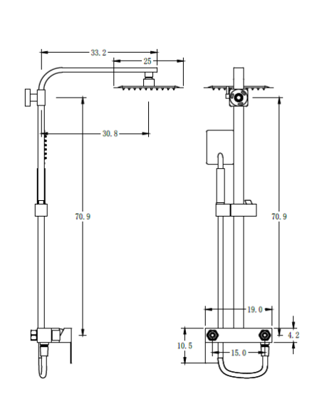 Grifería ducha monomando ARMY CROMO/NEGRO/ORO/NIQUEL