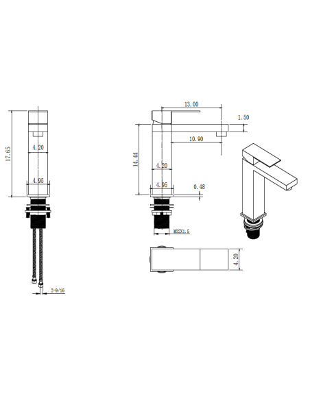 Grifo lavabo monomando ARMY CROMO/NEGRO/ORO/NIQUEL