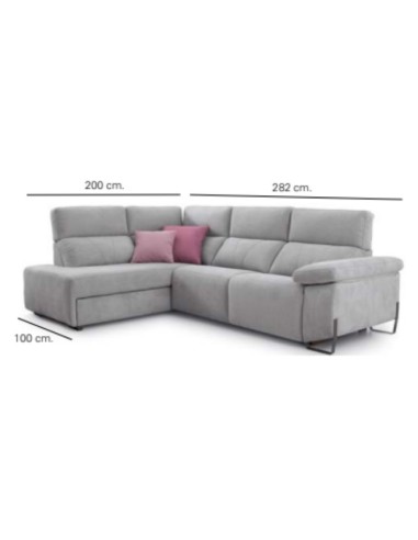 Sofá chaiselongue rinconera fija Triana de Mayor Tapizados – Fijo o Relax Motorizado con Arcón en Brazos
