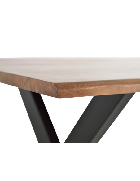 Mesa de comedor en madera de acacia con base de metal negro de Giner y Colomer – diseño robusto y moderno varias medidas