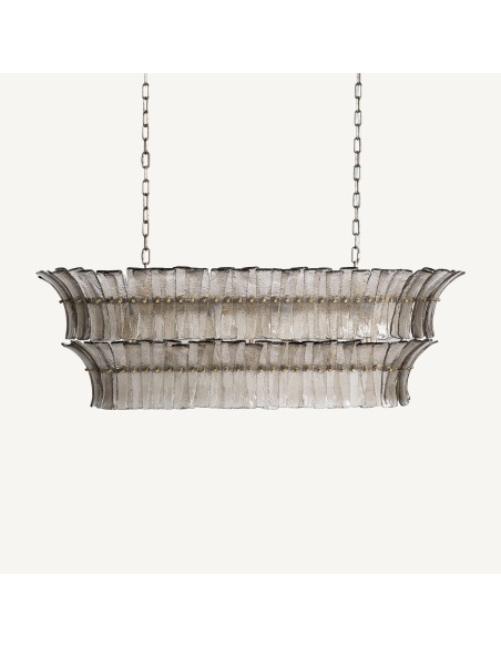 Lámpara de Techo Vical Home en Cristal Gris y Hierro Bronce – 118 cm