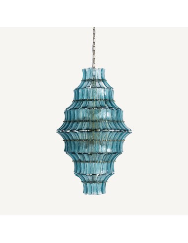 Lámpara de Techo Vical Home en Cristal Azul y Hierro Bronce – 115 cm