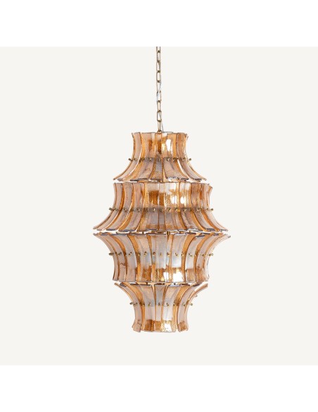 Lámpara de Techo Vical Home en Cristal Marrón y Cobre – 76 cm