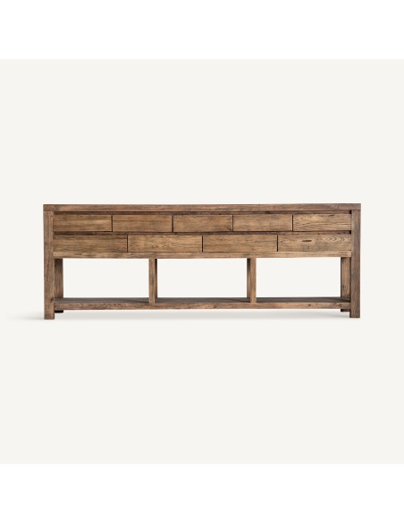Consola Norvik Vical Home de Madera de Olmo y Hierro Negro – 220 cm