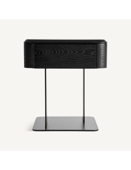 Mesita de Noche Vical Home en Madera de Olmo y Hierro Negro – 46 cm